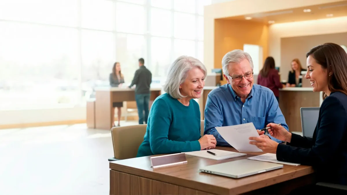 Homeowner reviewing mortgage renewal paperwork with a lender in Durham Region